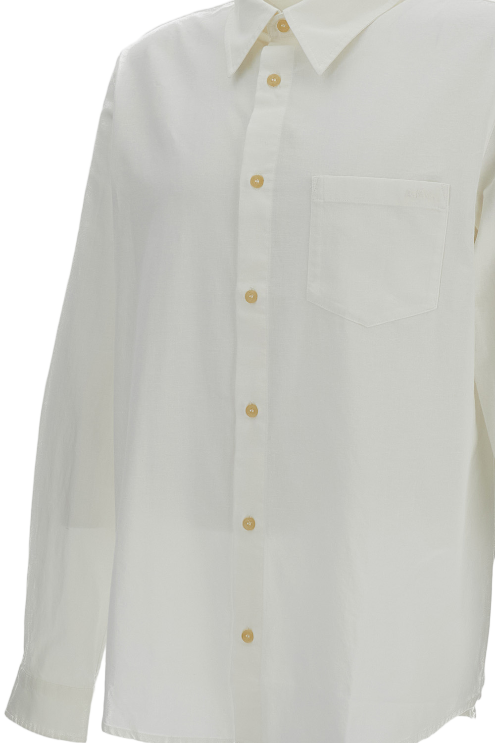 Cotton-Linen Blend Shirt with Pointed Collar