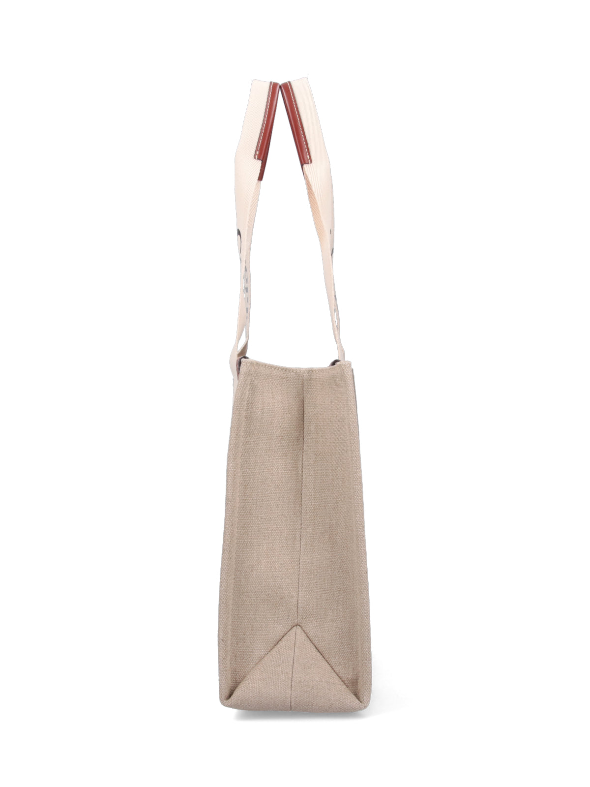 "Woody" Medium Tote Bag, In Beige Linen Canvas