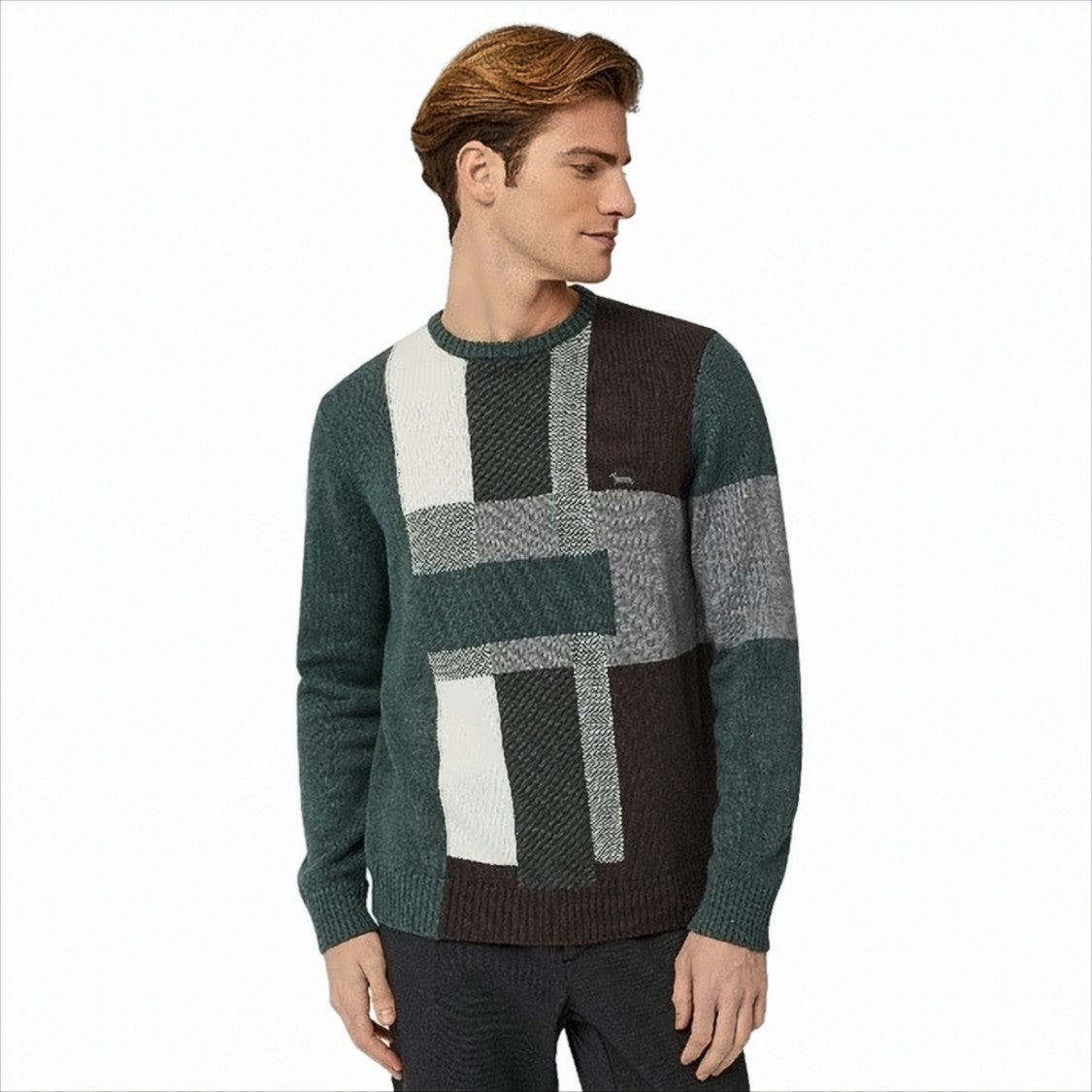 Patchwork Pullover with Textured Design