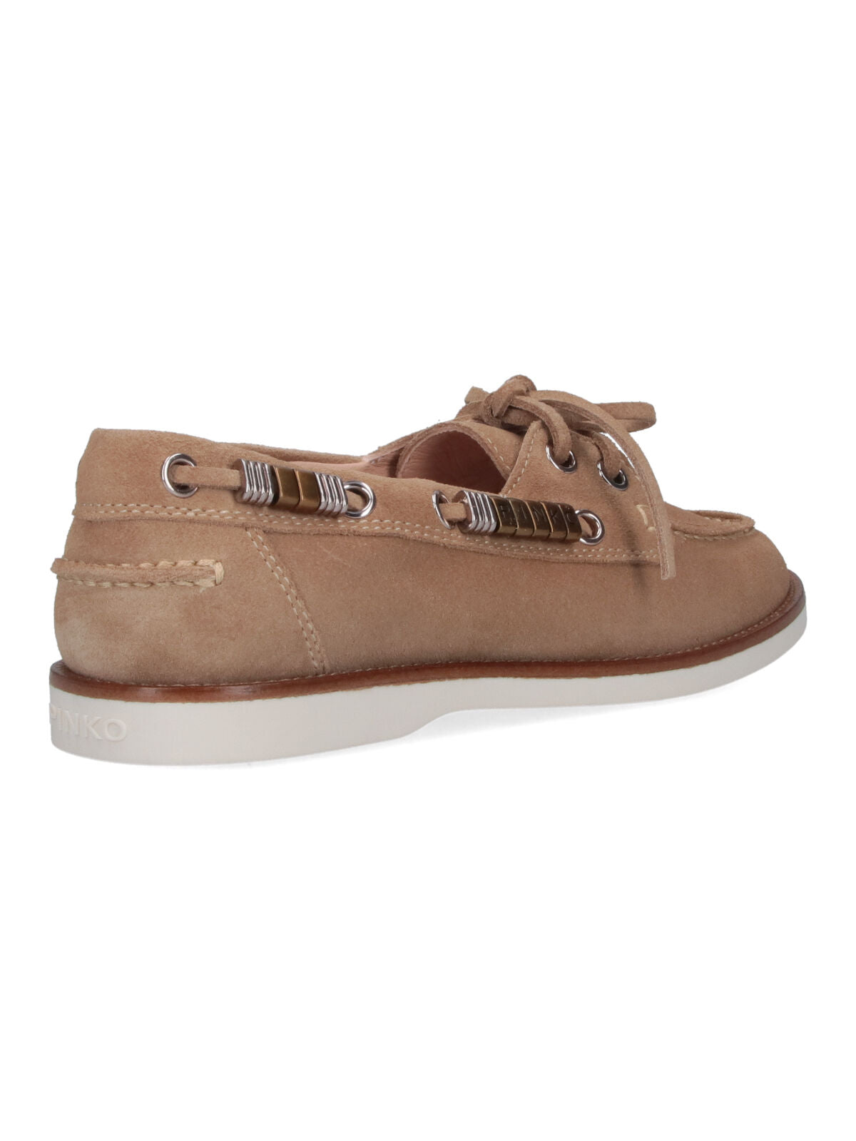 Beige Suede Lace-Up Moccasin Shoes