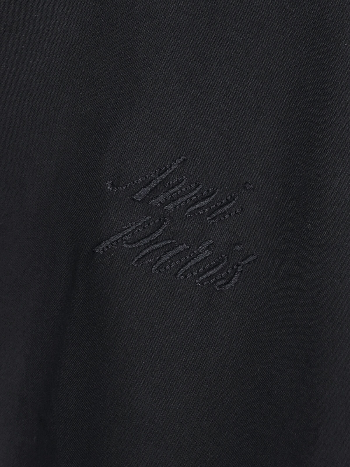 Black Bowling Collar Viscose Logo Shirt