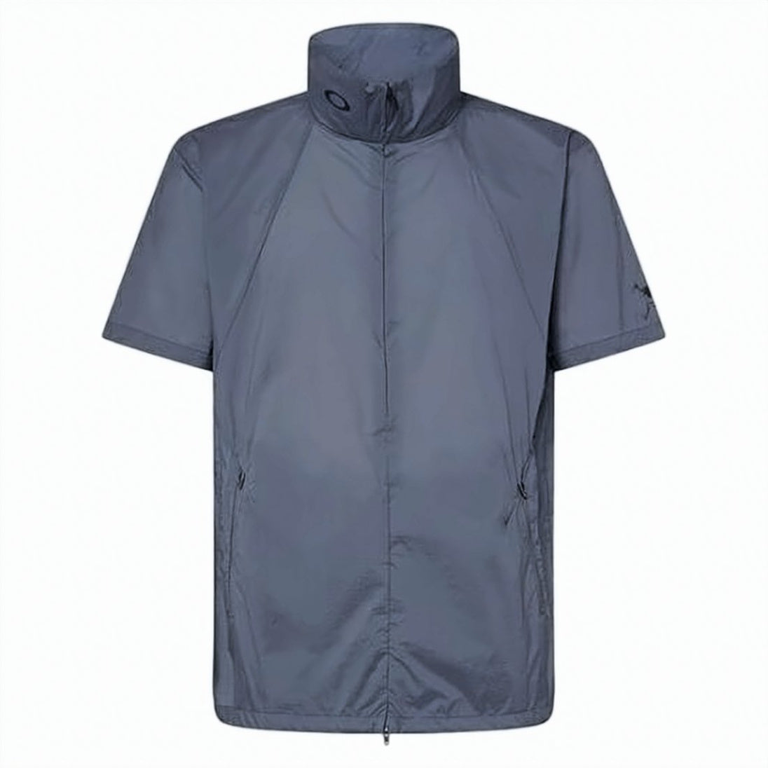 Black Jacket With Front Zipper And Minimalist Design