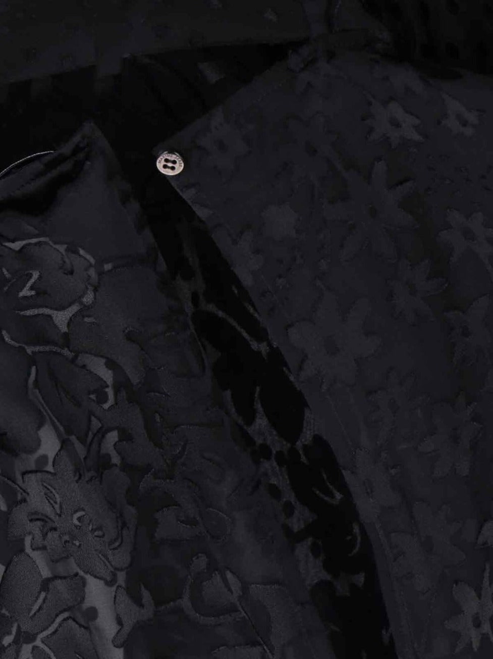 Sheer Black Midi Dress With Floral Patterns And Scarf Detail