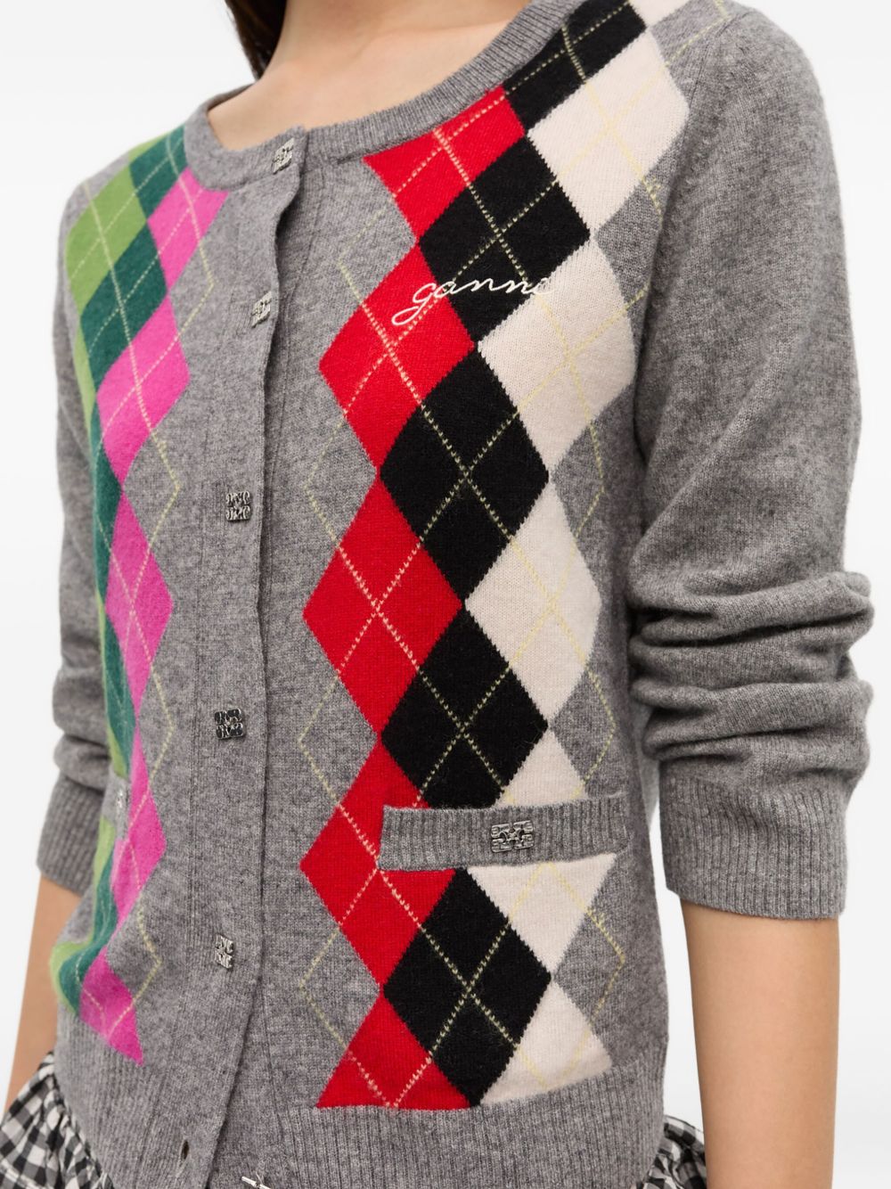 Checked Button Cardigan