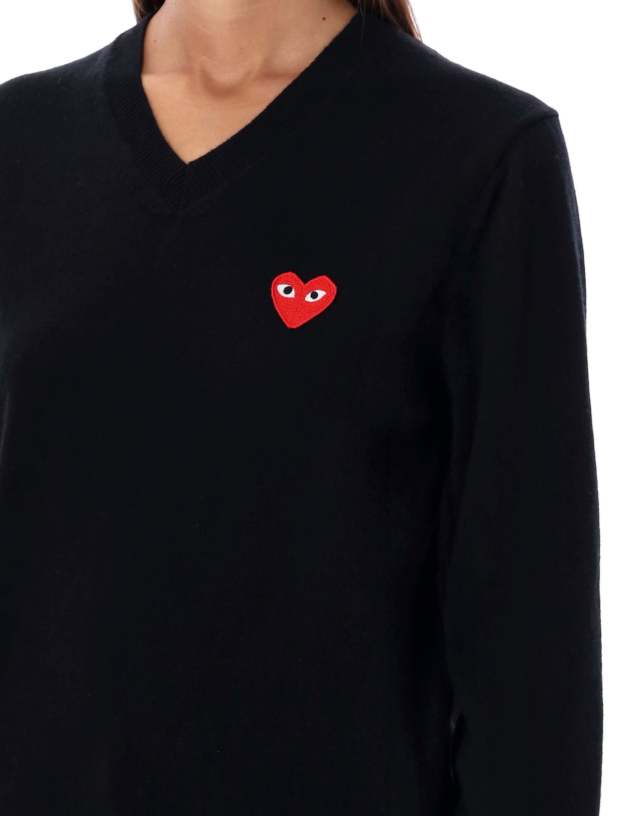 Red Heart Patch V-Neck