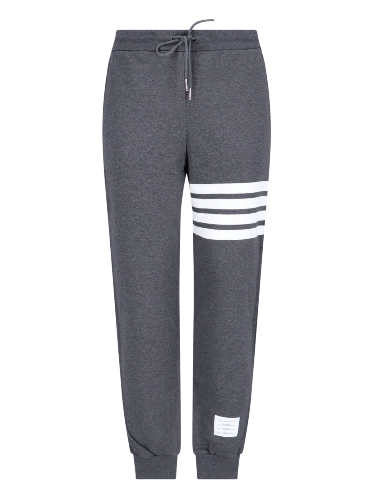 Dark Grey Cotton Sport Pants With Mid-Rise Waist And Signature Stripes