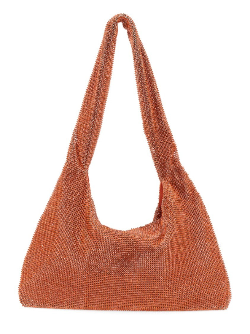 Rhinestone-Embellished Triangular Shoulder Bag