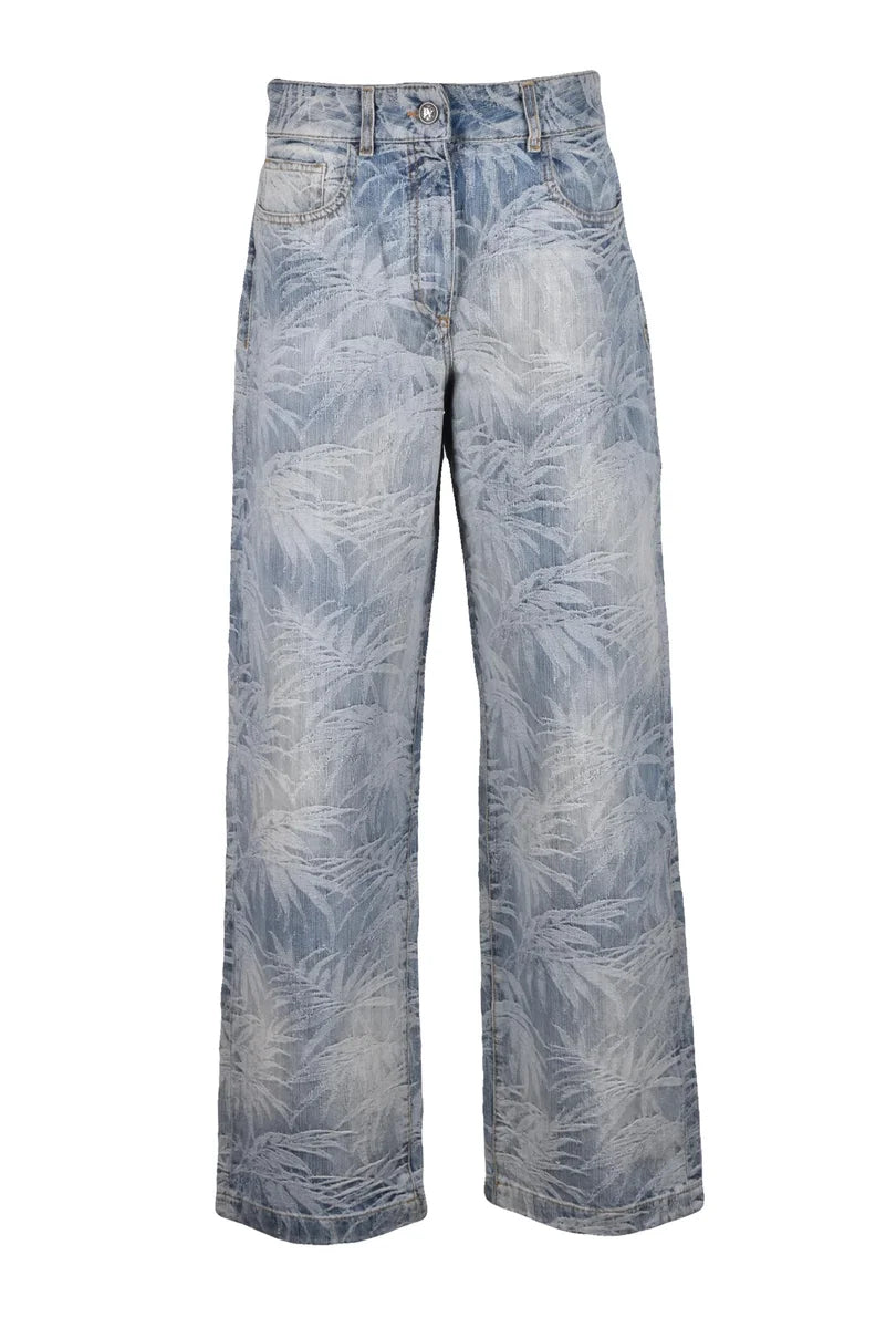 Loose Jacquard Jeans - Light Blue