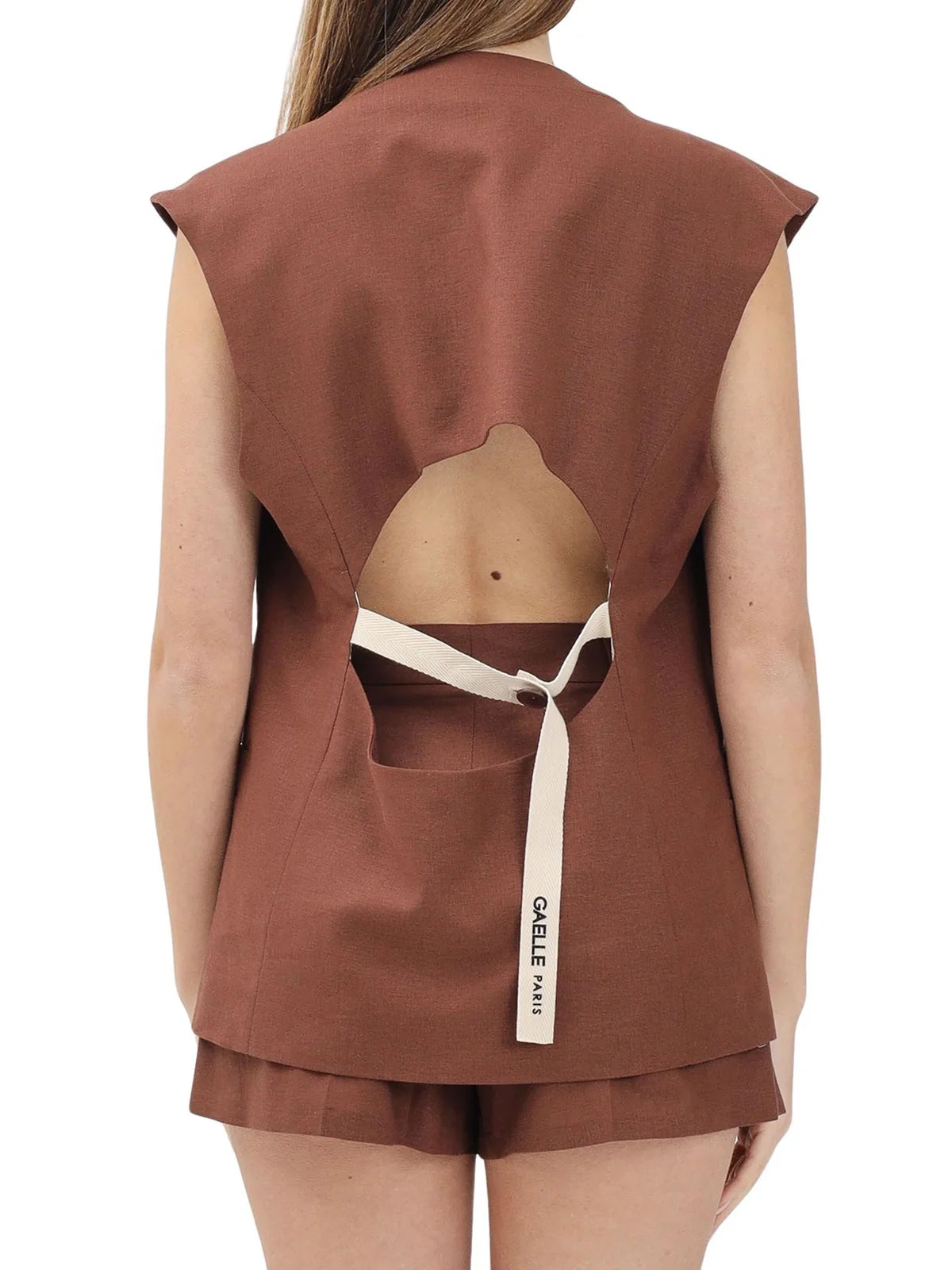 Brown Linen Viscose Vest