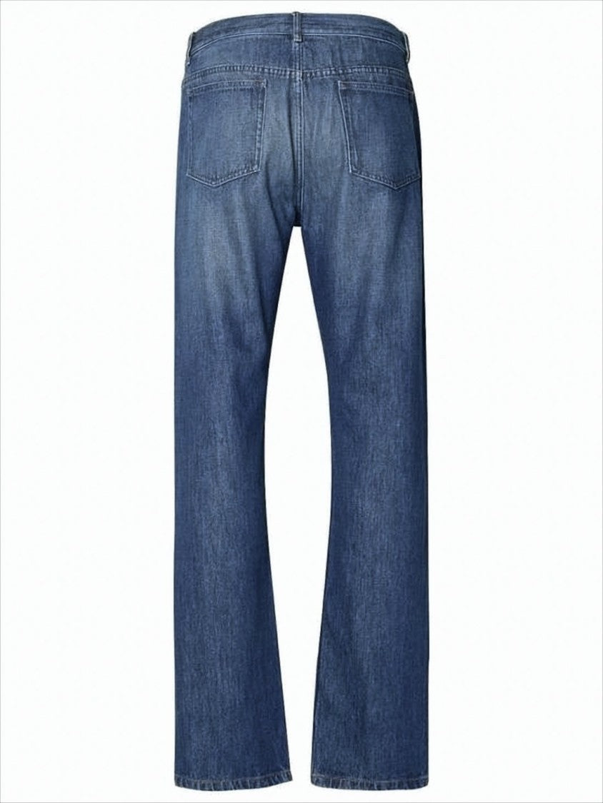 Medium Blue Straight-Leg Denim Pants