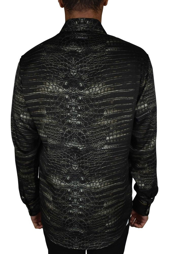 Caiman Print Casual Shirt With Cord Piping