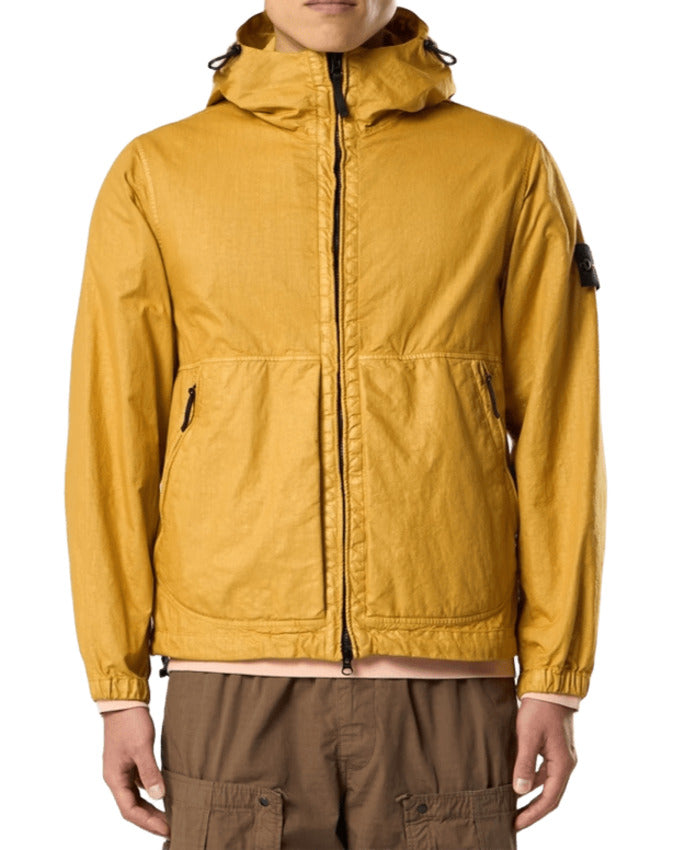 Ochre Nylon Panama Jacket With Fixed Hood