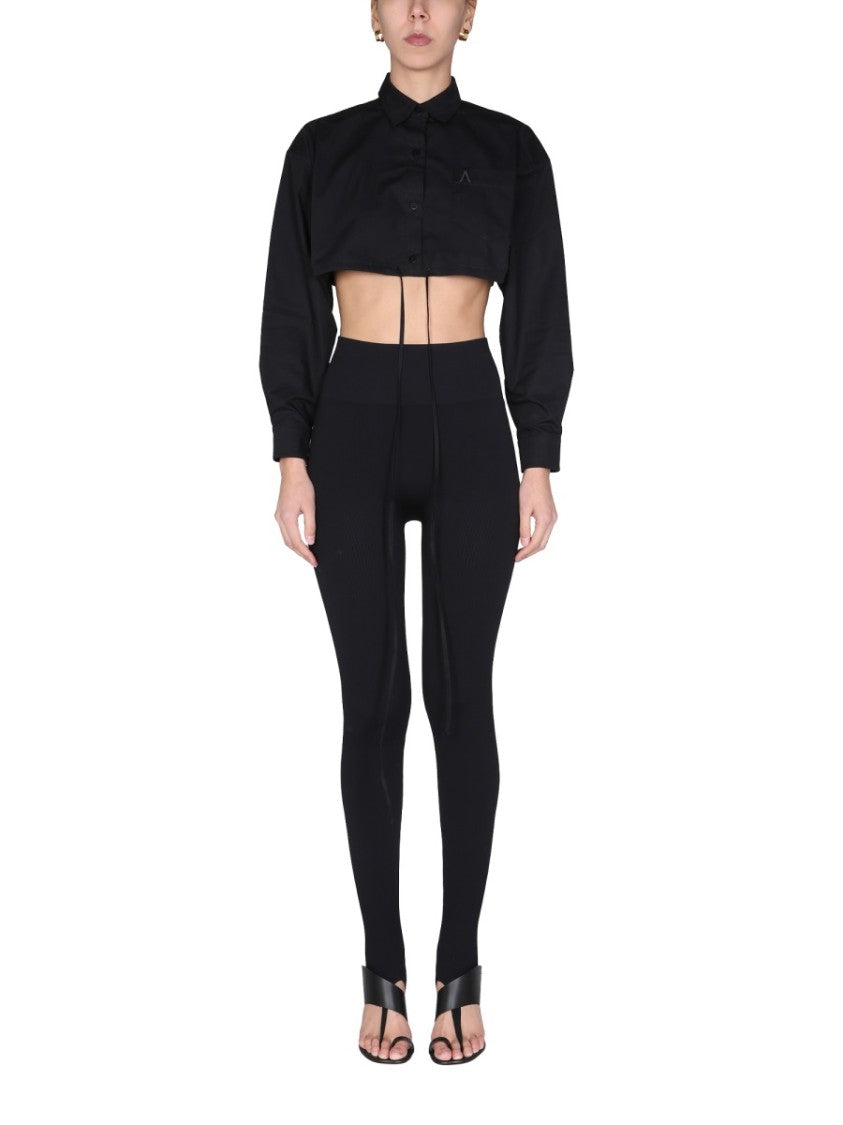 Pointed Collar Cropped Shirt