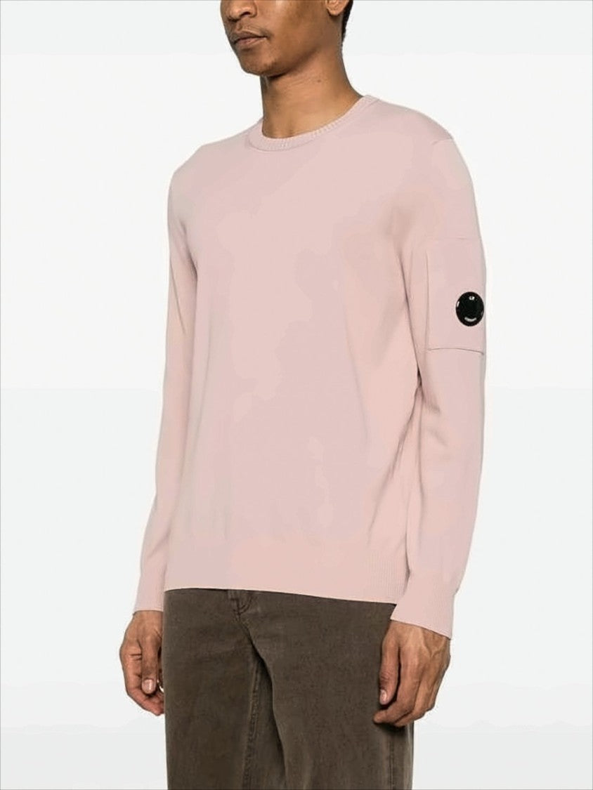 Light Pink Cotton Sweater with Classic Crew Neck