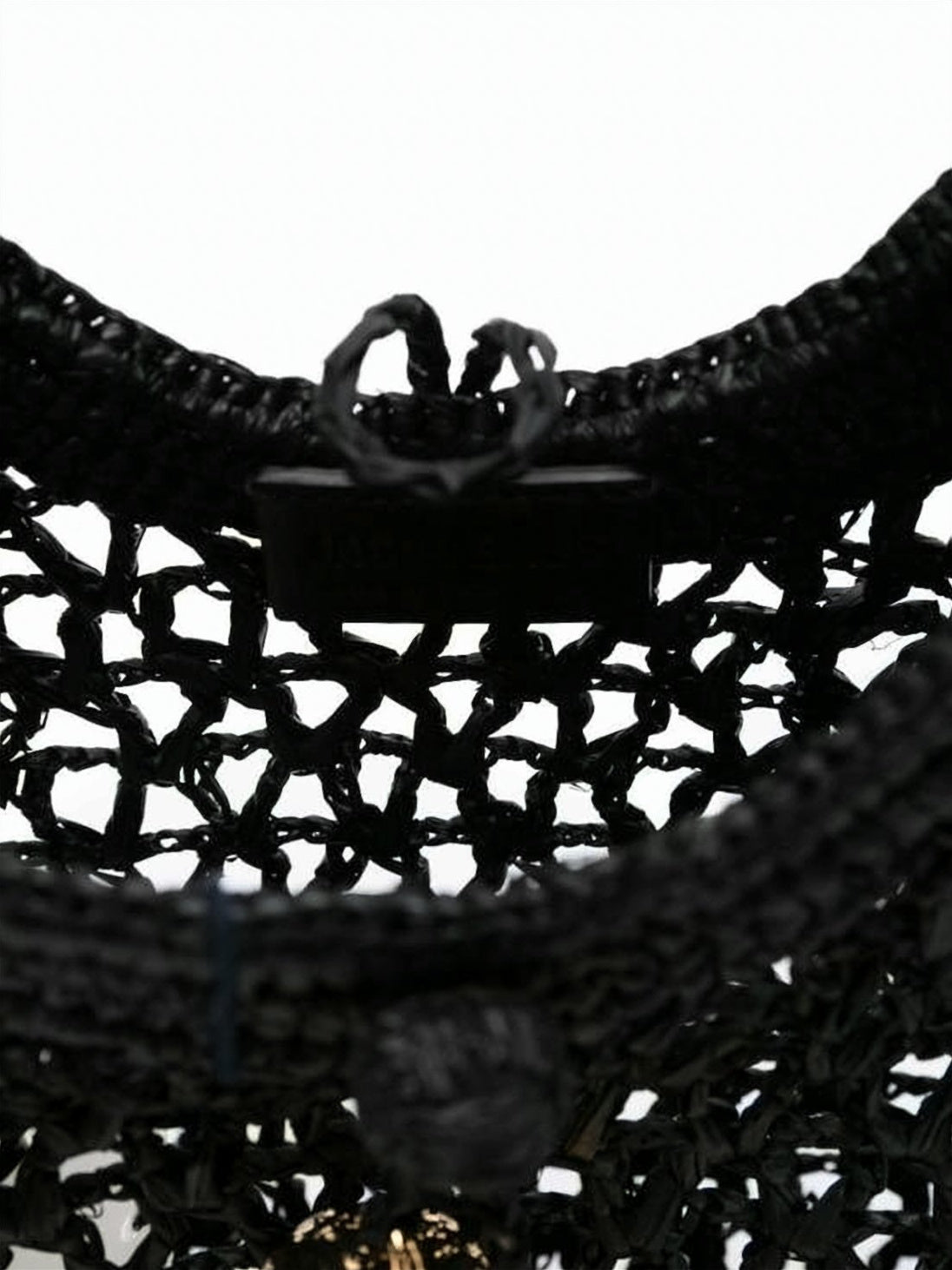 Intricately Woven Raffia Tote Bag with Gold-tone Charms