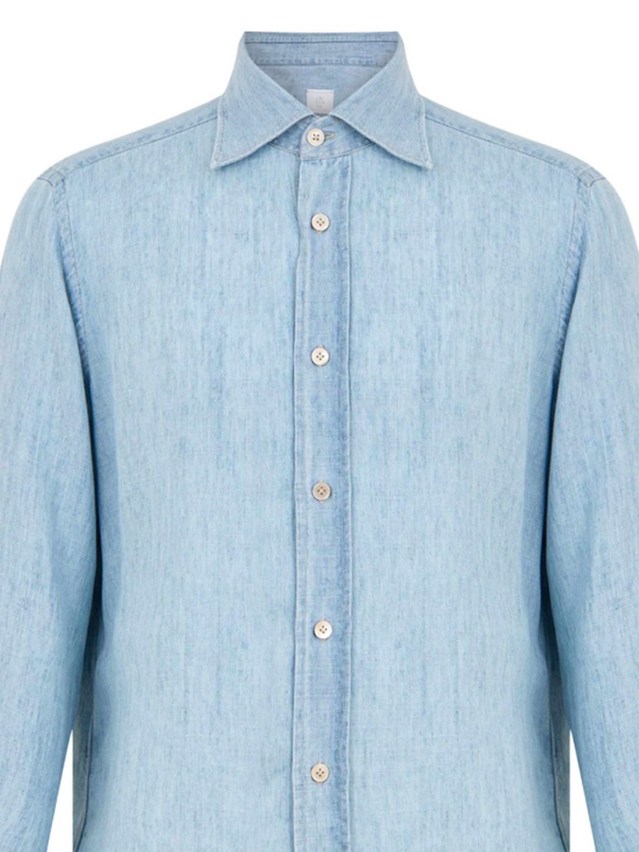 Light Blue Washed Denim Pointed Shirt