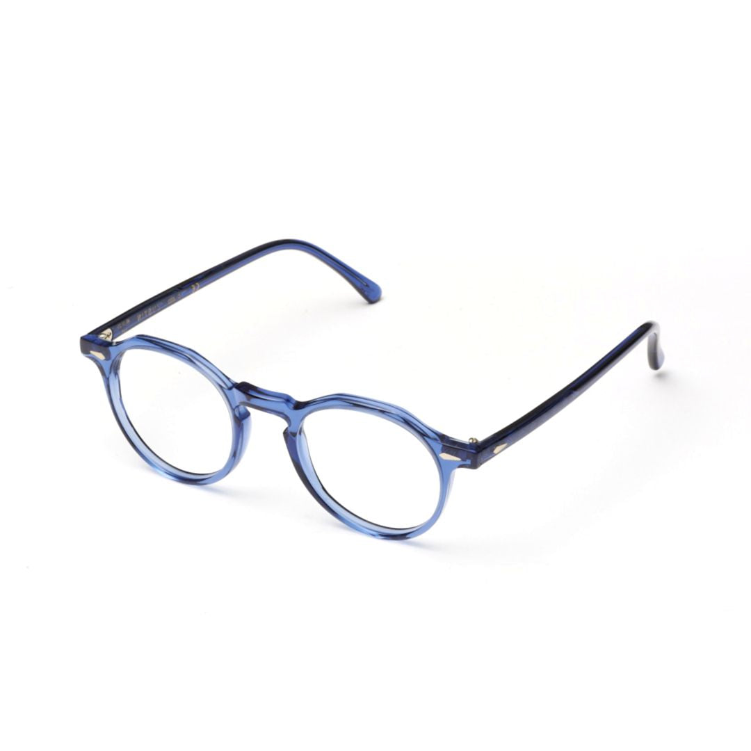 Justin Translucent Blue Acetate Round Frame Eyeglasses
