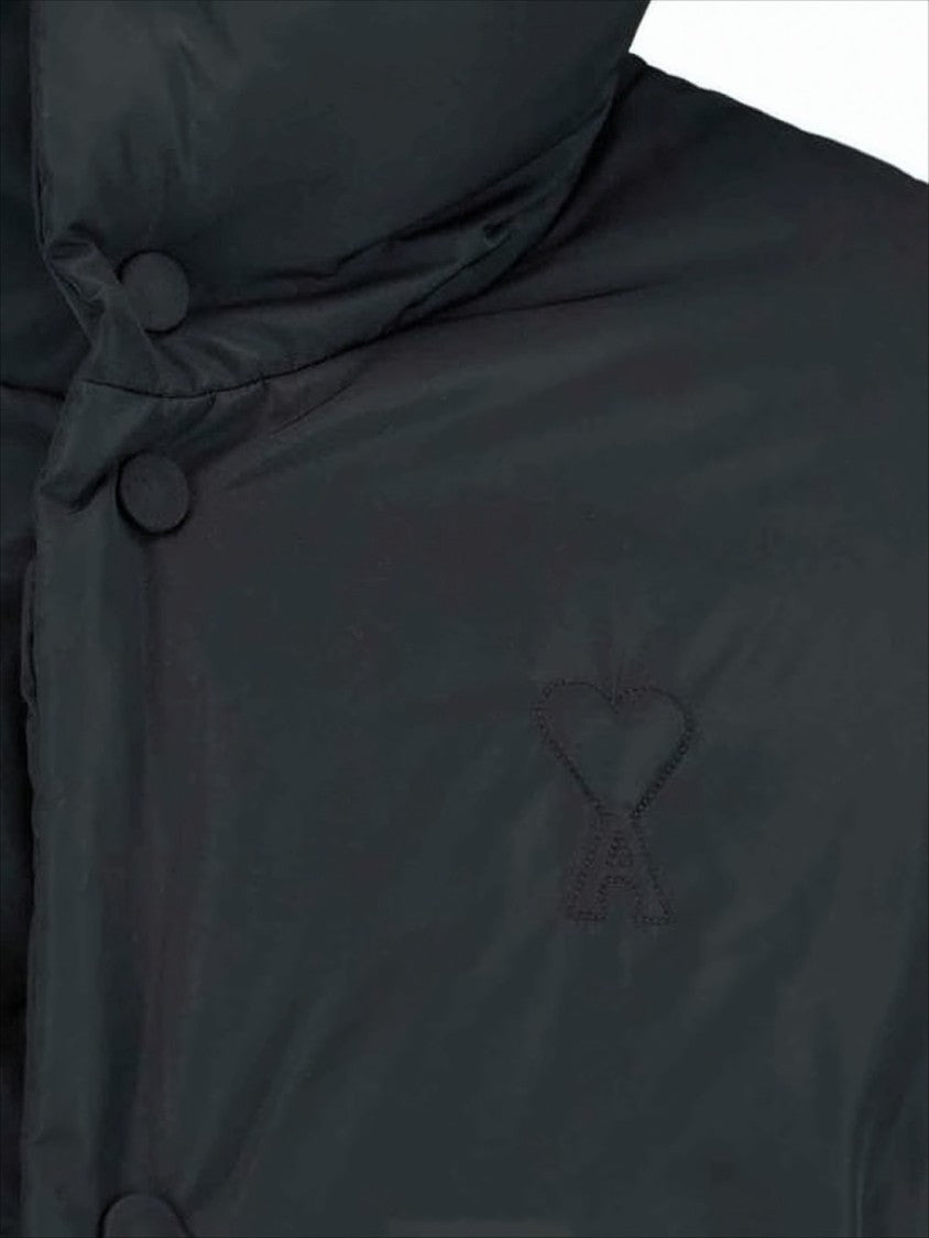 Cropped Padded Jacket With High Collar And Embroidered Detail