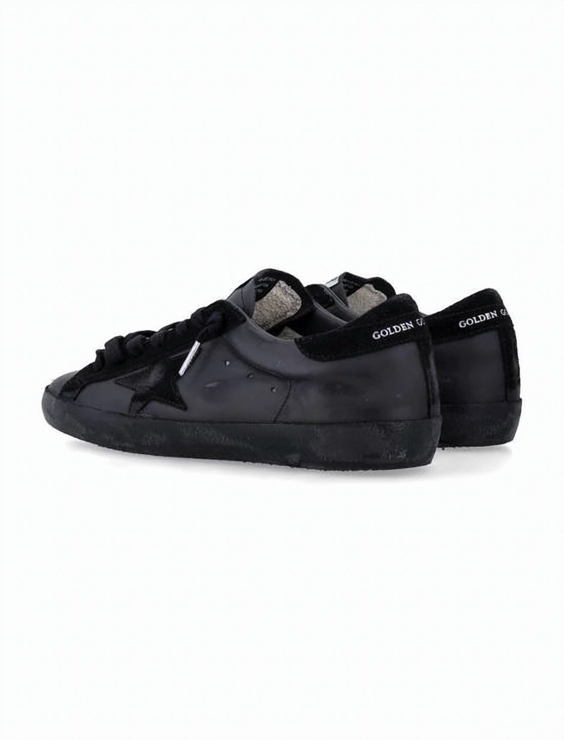 Low-Top Black Leather Sneakers with Subtle Star Detail