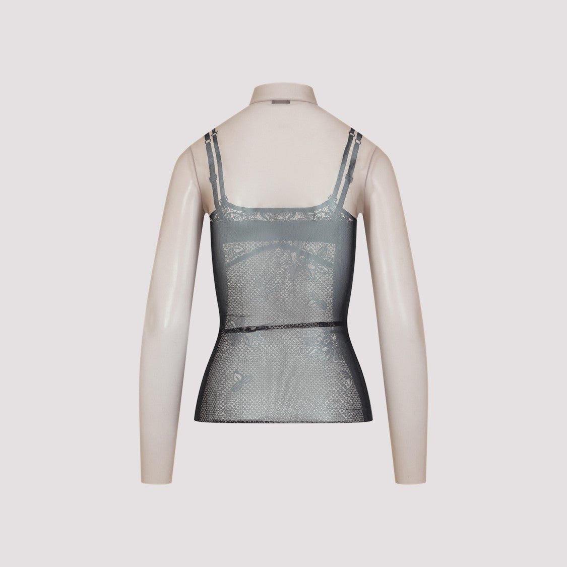 Sheer Mesh Top With Floral Patterns
