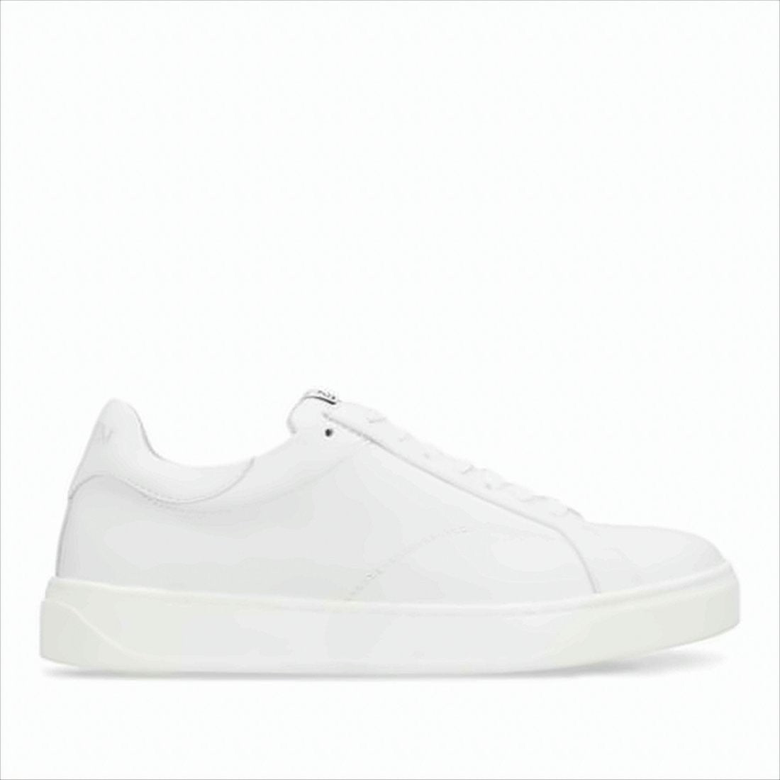 Minimalist White Calf Leather Sneakers with Embossed Branding
