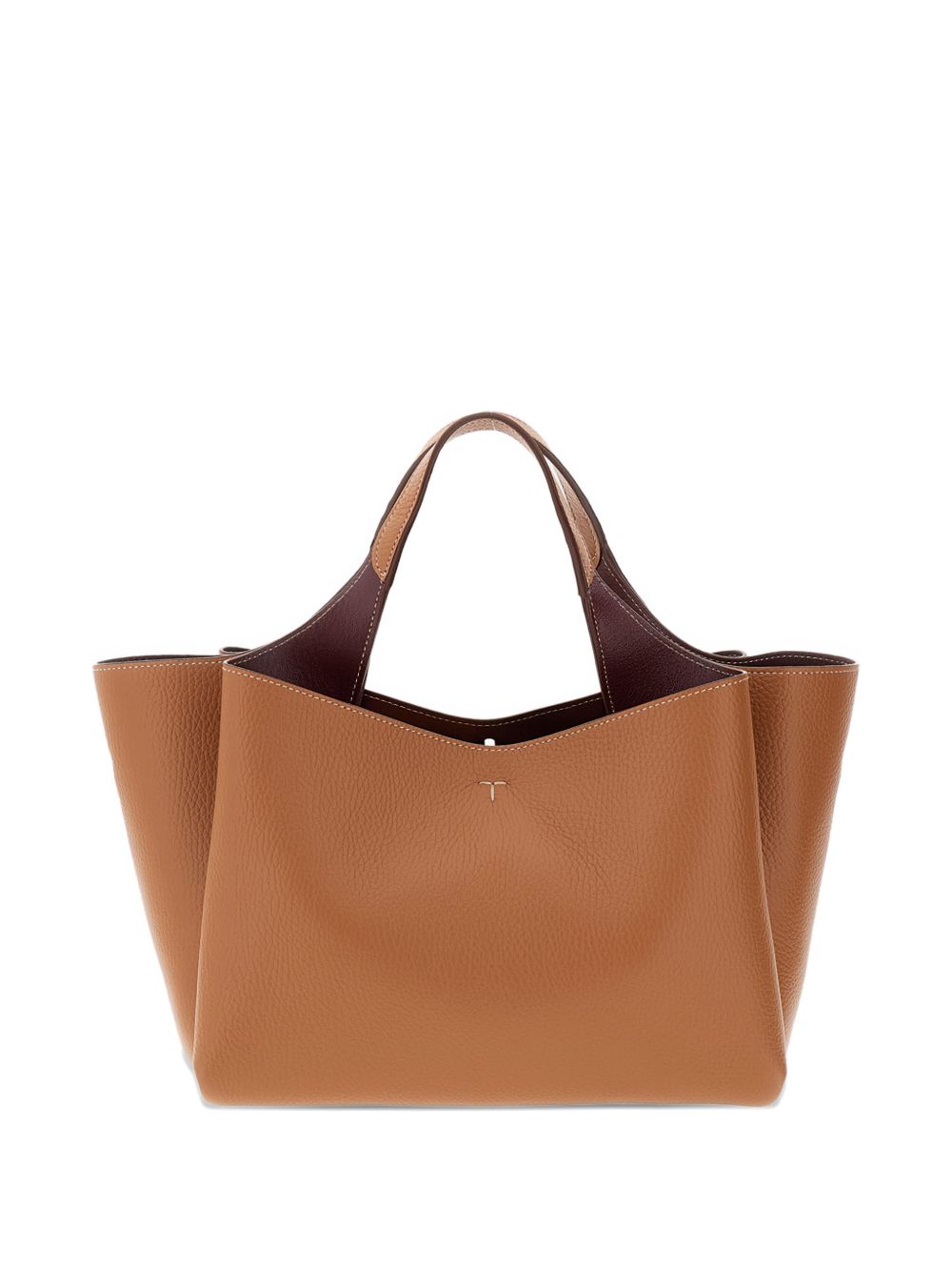 Textured Brown Leather Tote Bag