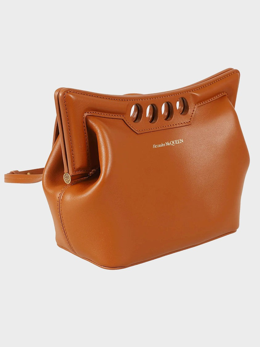 Structured Leather Handbag With Decorative Cutouts