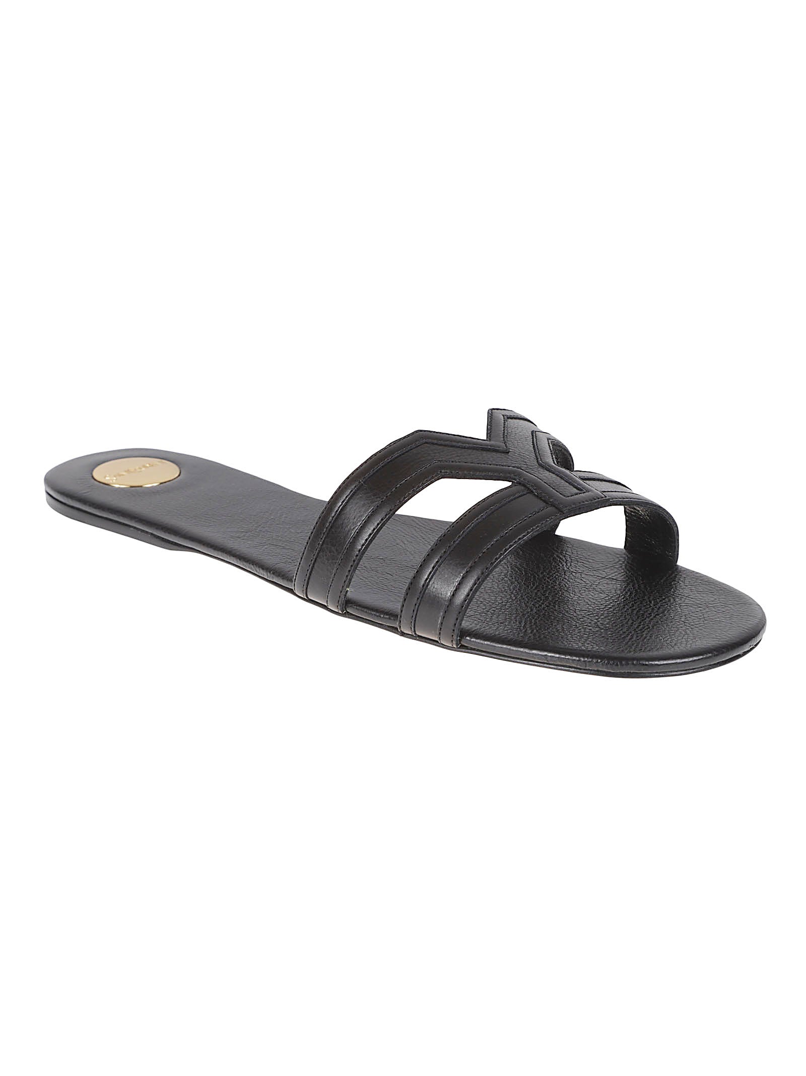 Rounded Toe Sandals with Double Thick Strap and Leather Sole