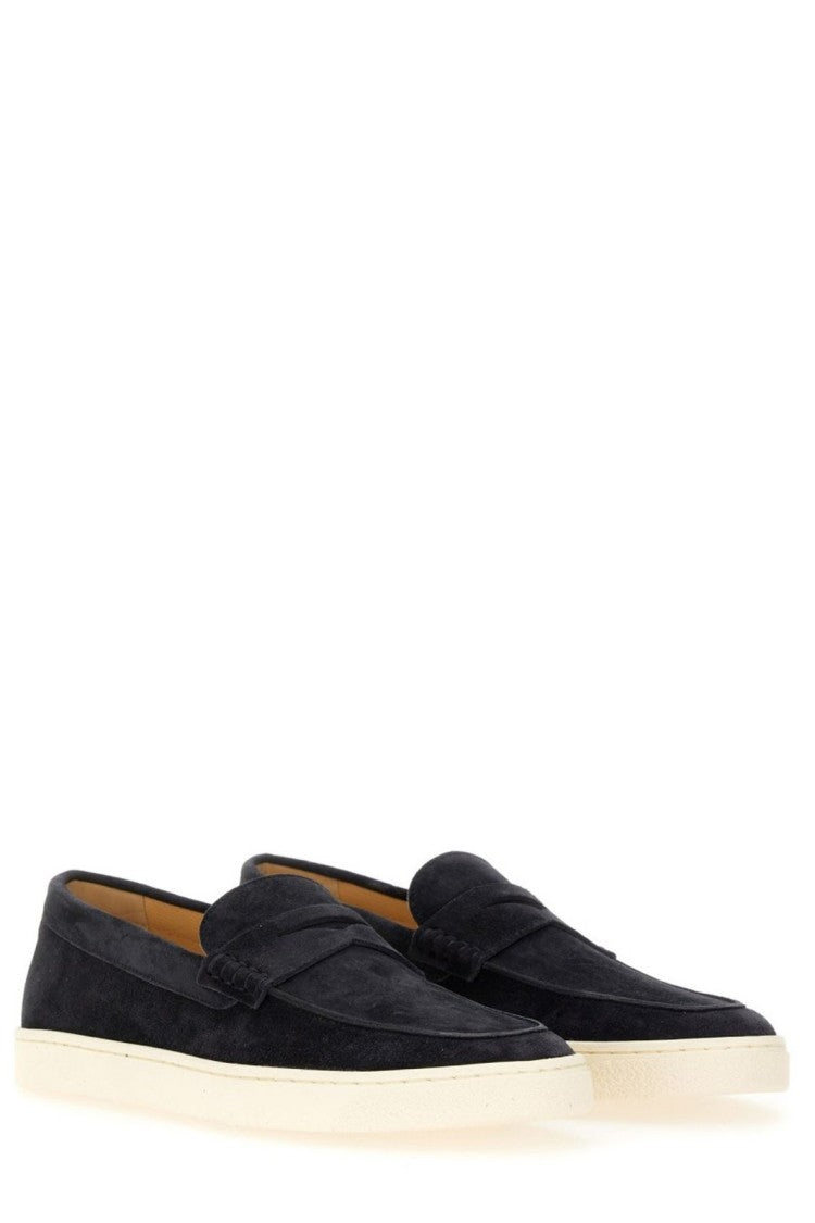 Suede Loafers with Contrasting Rubber Sole