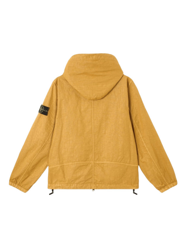 Ochre Nylon Panama Jacket With Fixed Hood