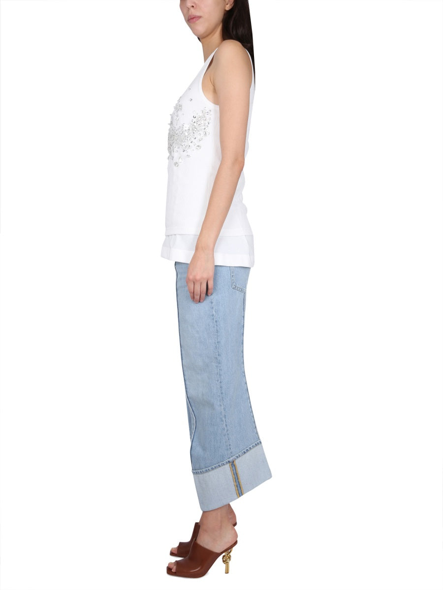 Curved Line Jeans with Front Closure