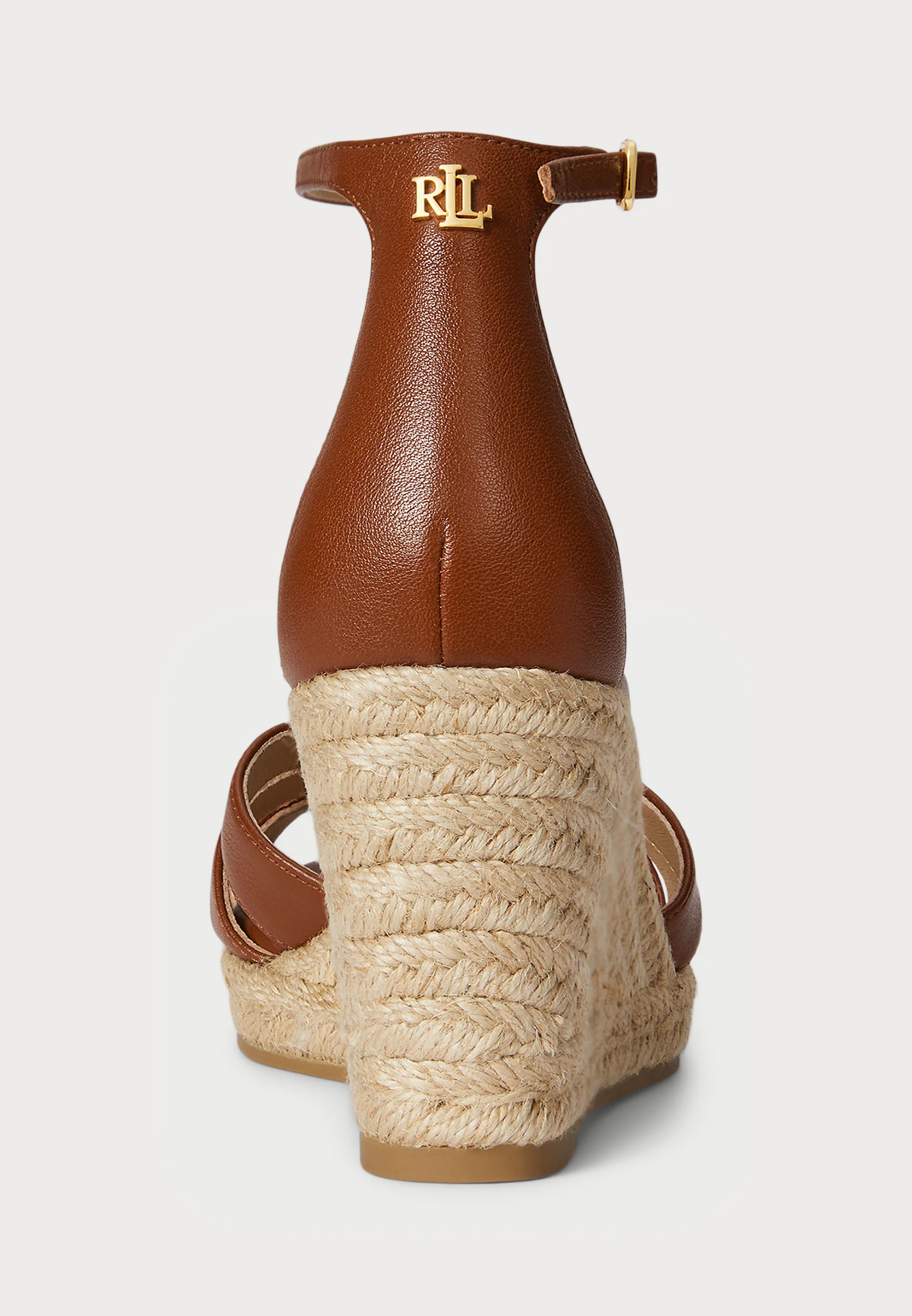 Brown Nellie Nappa Leather Wedge Espadrilles