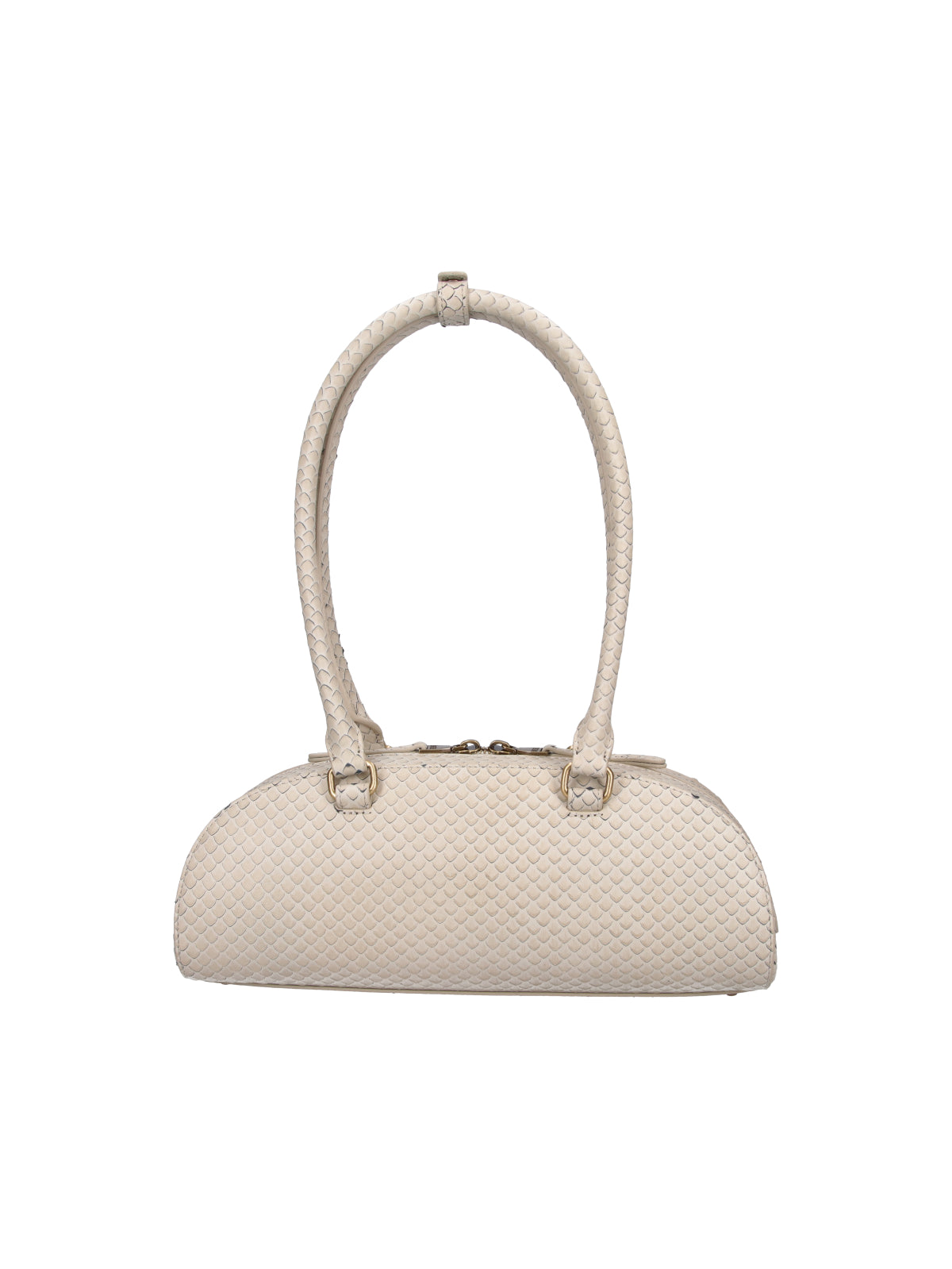 Beige 1dr Dome Snake Pattern Bag
