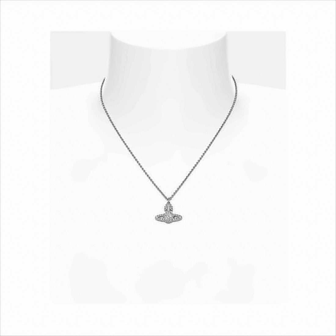 Silver Pendant Necklace with Orb and Cross Design