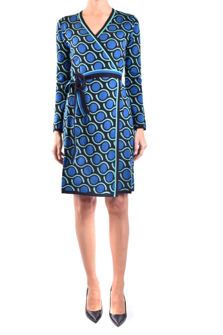 Multicolor Wrap Dress With Geometric Pattern