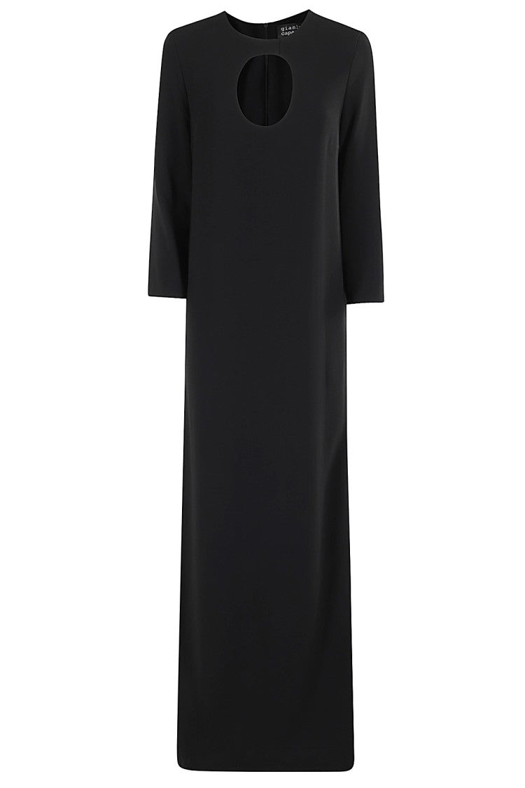 Floor-Length Black Jean Dress With Cut-Out Insert And Side Slits