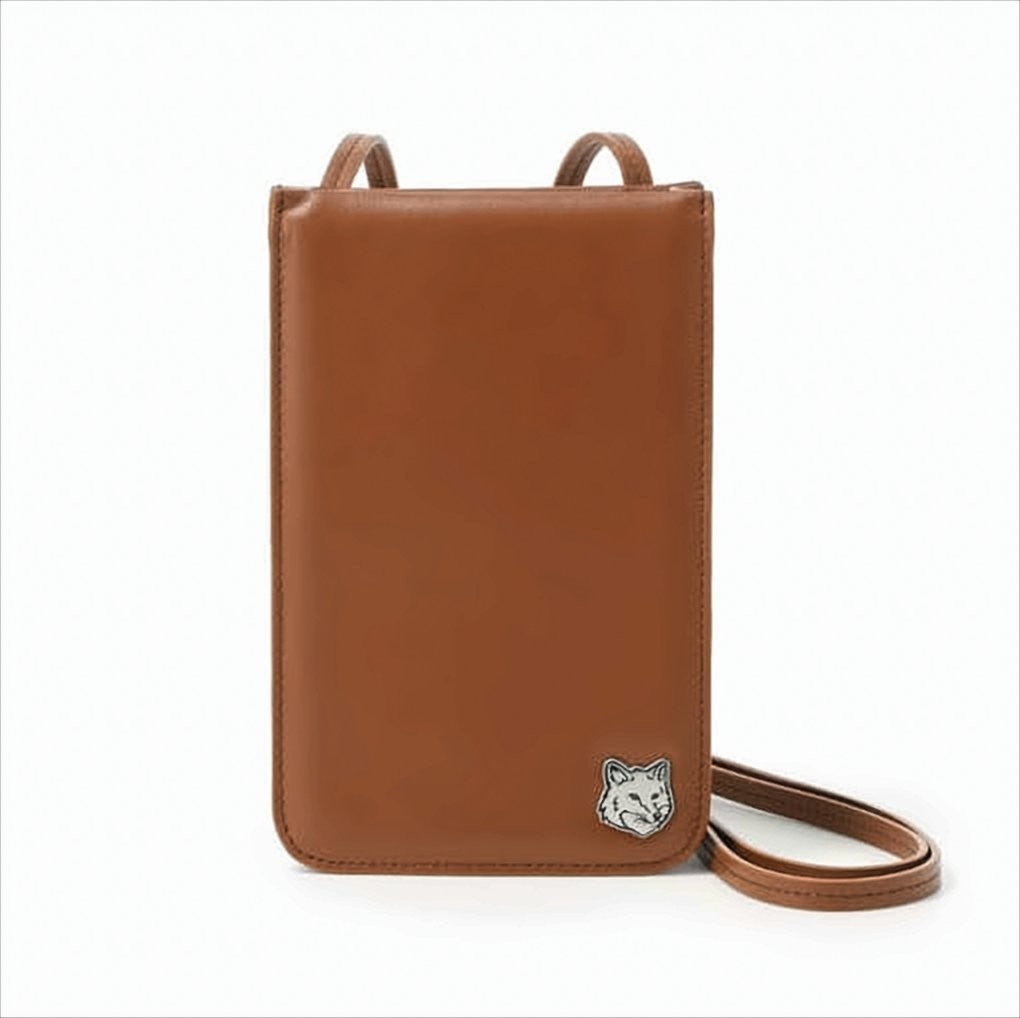 Rectangular Brown Leather Crossbody Bag With Adjustable Strap