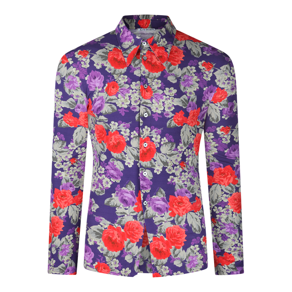 Floral Patterned Button-Down Long Sleeve Shirt