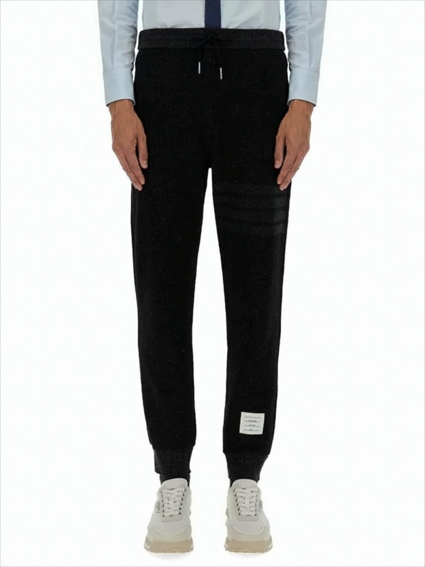 Tapered Jogger Pants with Ribbed Cuffs and Subtle Stripes
