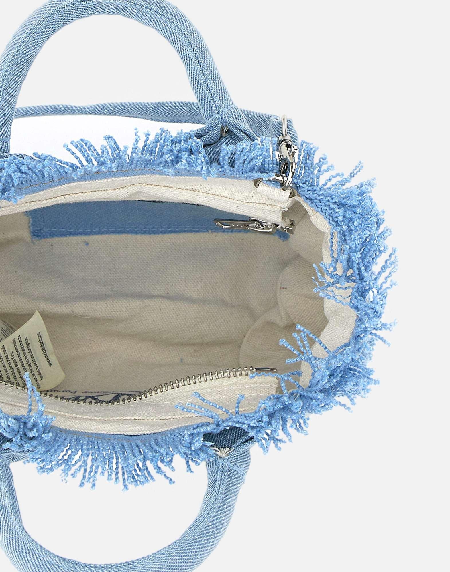 Light Blue Denim Tote Bag with Frayed Edges