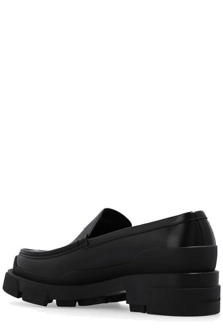 Polished Black Loafers With Chunky Rugged Sole
