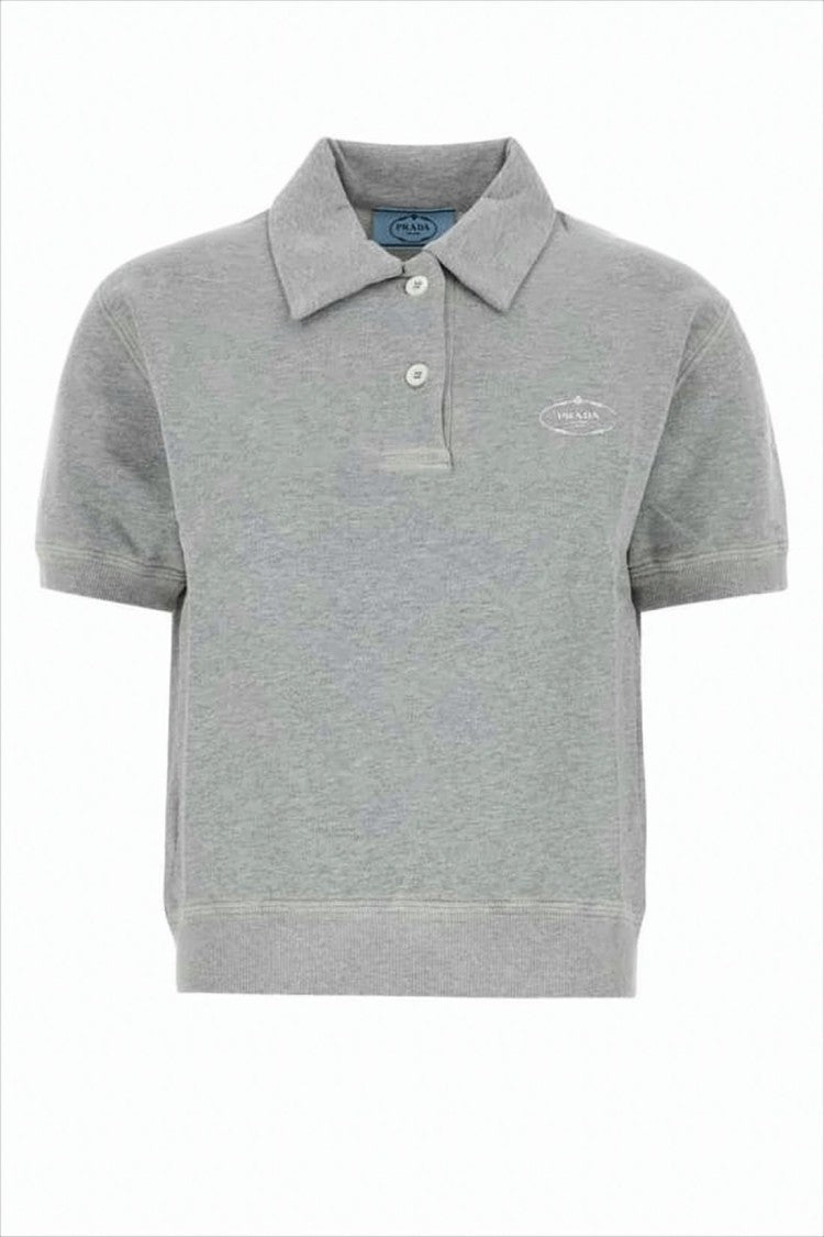 Cropped Long-Sleeve Polo Shirt with Classic Collar
