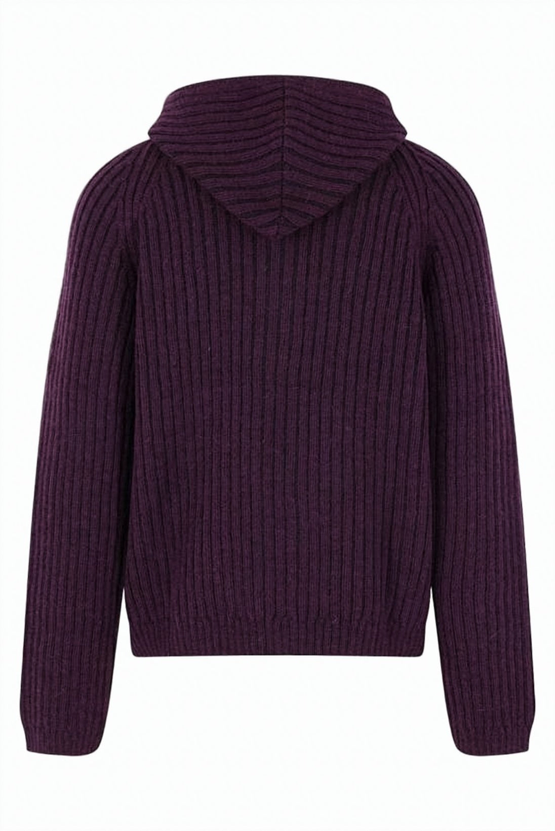 Ribbed Knit Hoodie with Integrated Hood