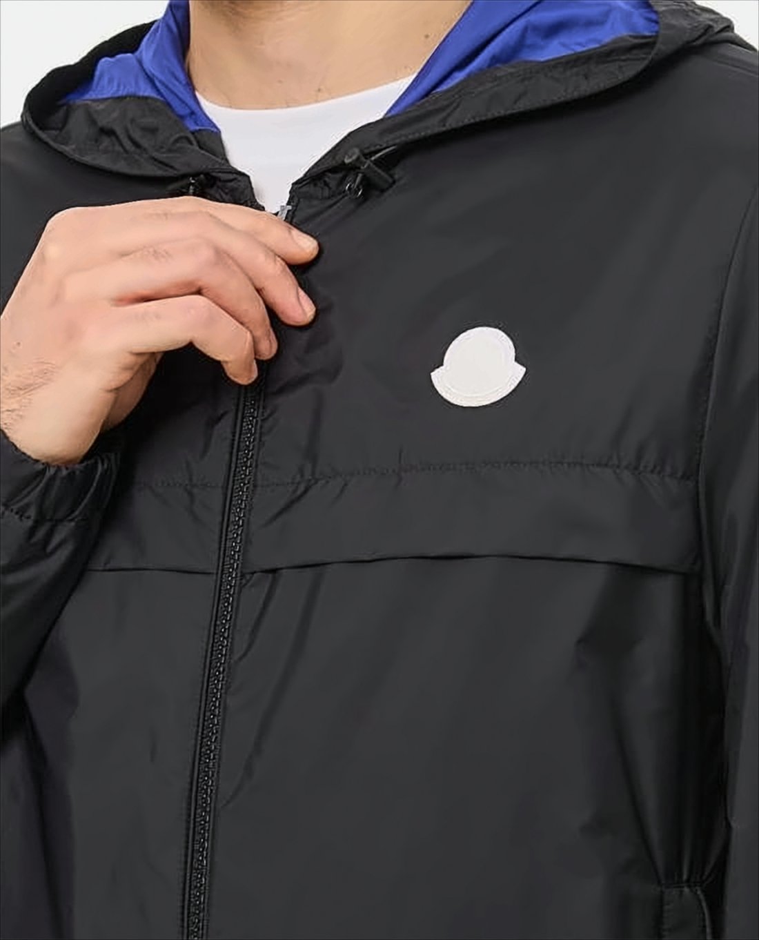 Hooded Black Casual Jacket with Contrasting Lining