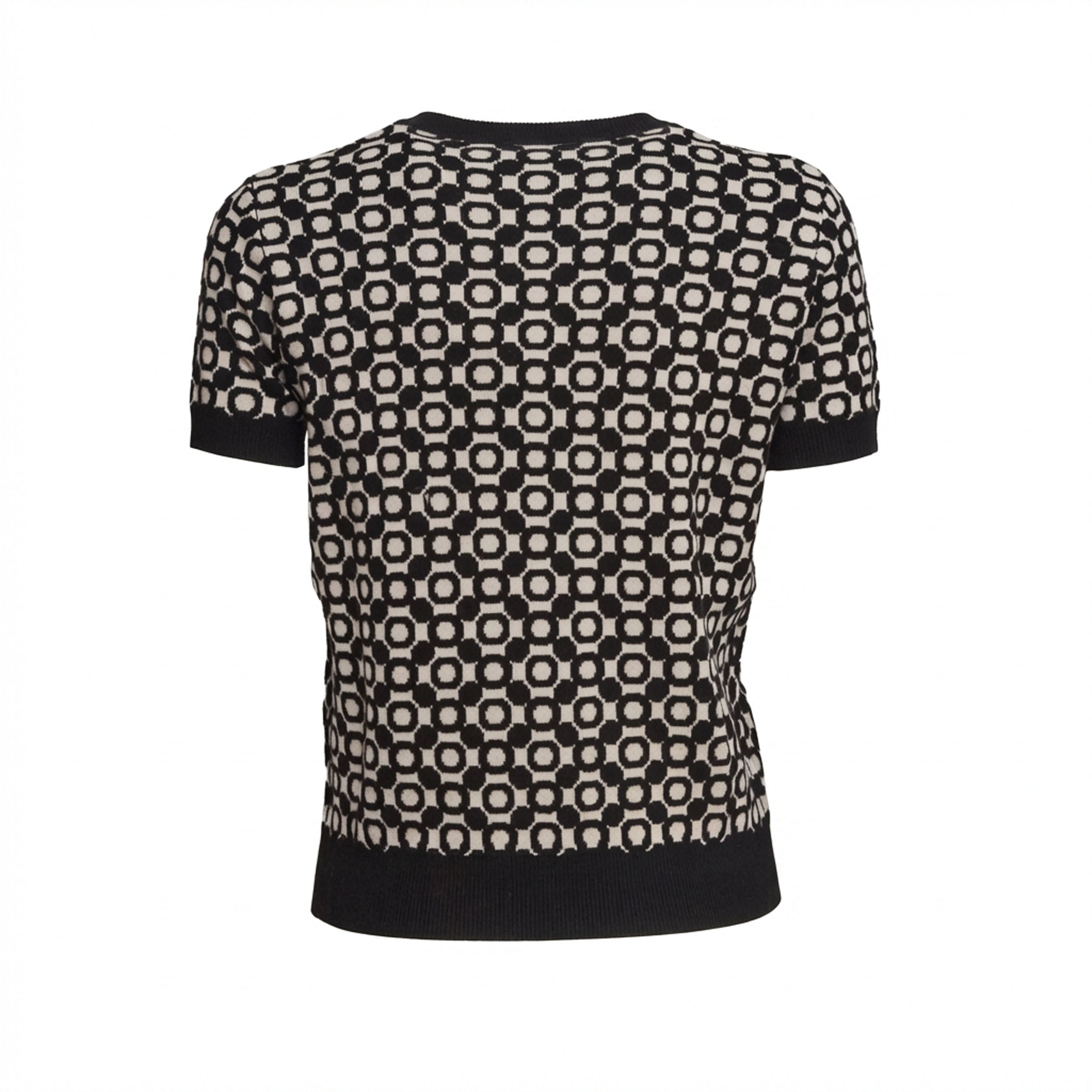 Geometric Print Crewneck Knit Top