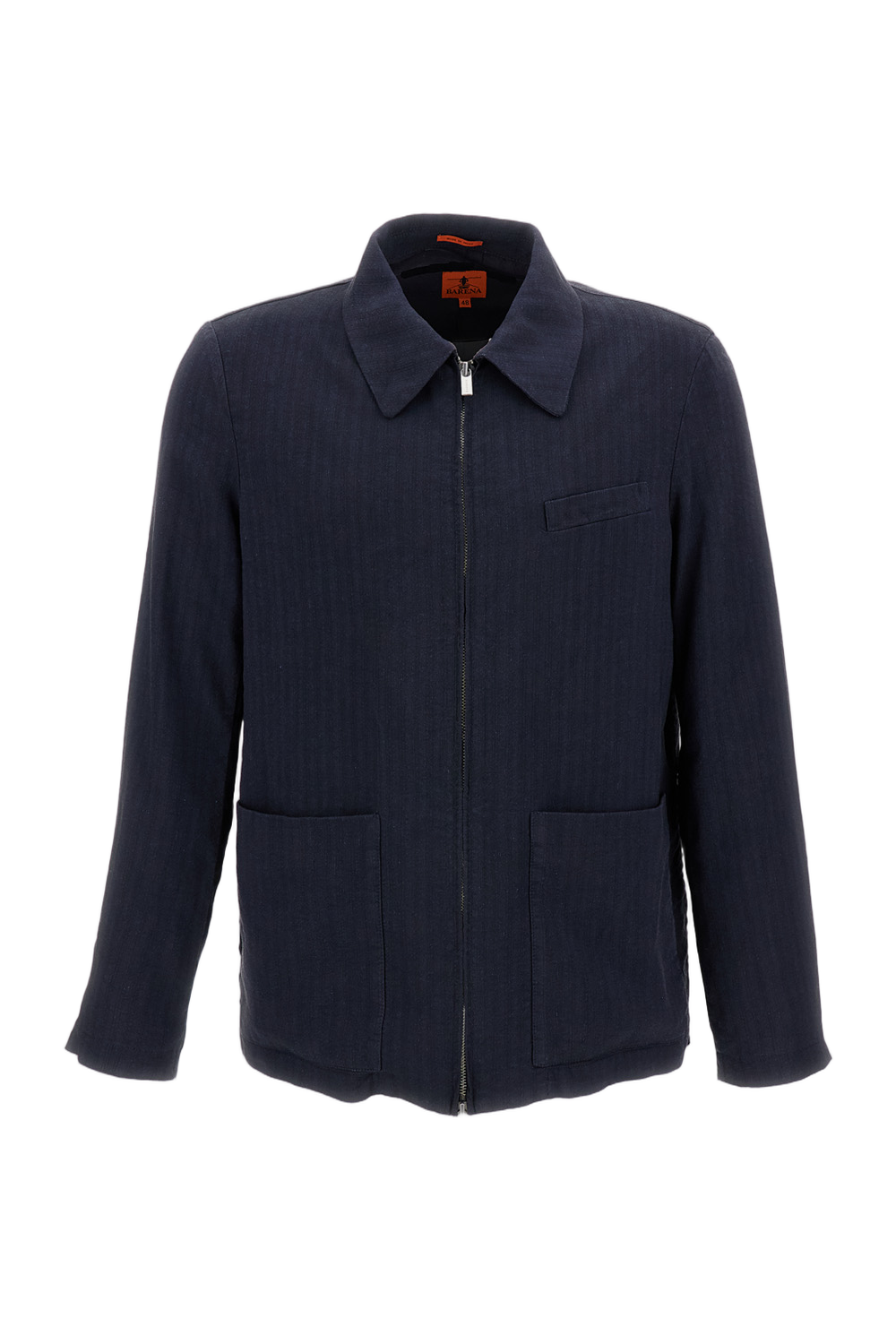 Linen Blend Zip-Up Overshirt with Patch Pockets