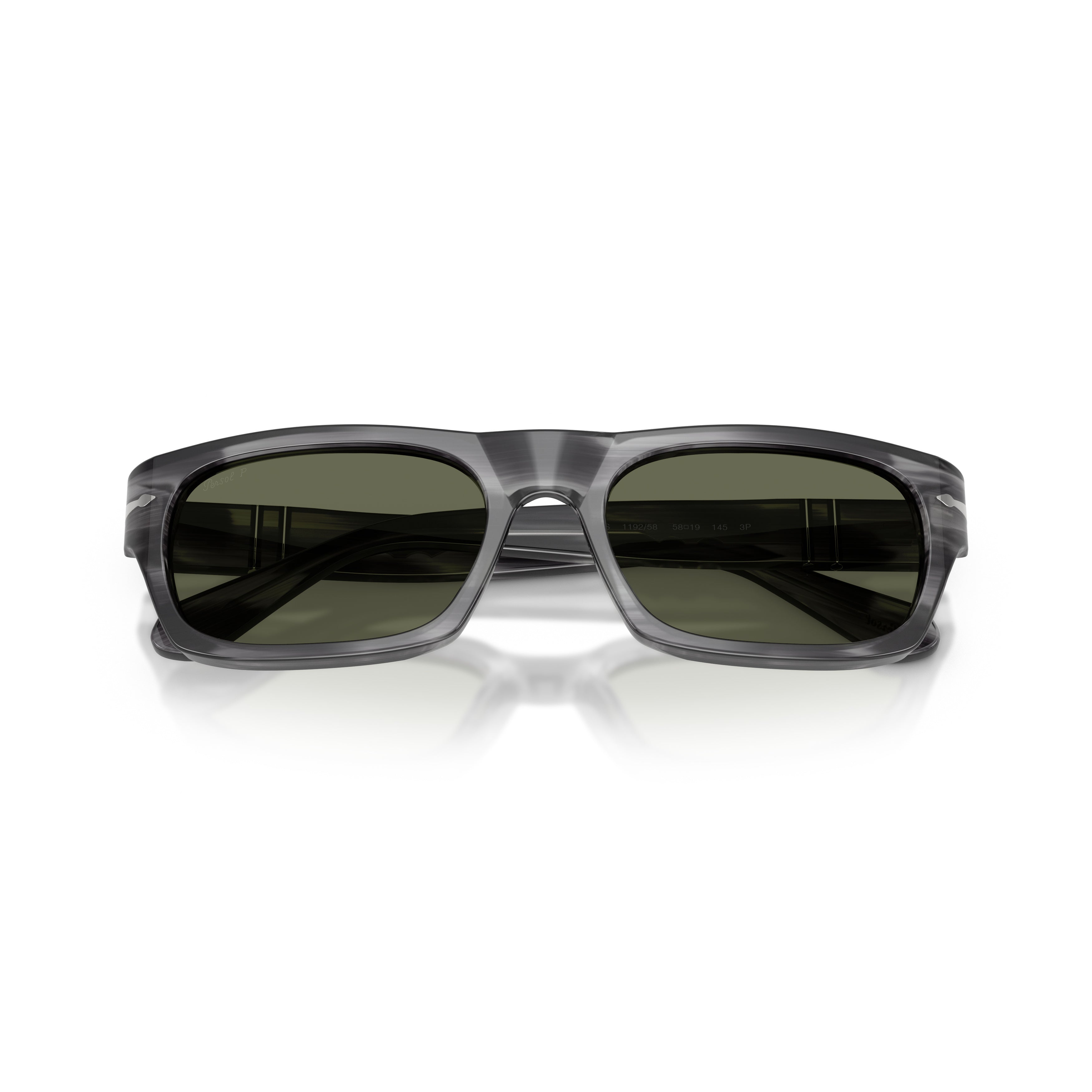 0po3398s Rectangular Grey Acetate Sunglasses with Dark Lenses
