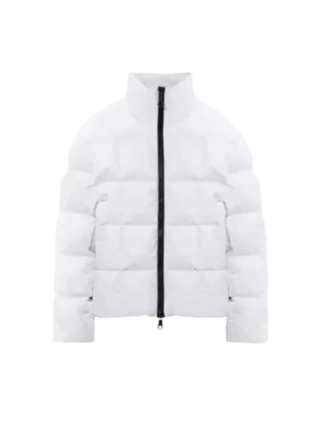 Quilted White Padded Jacket with High Collar