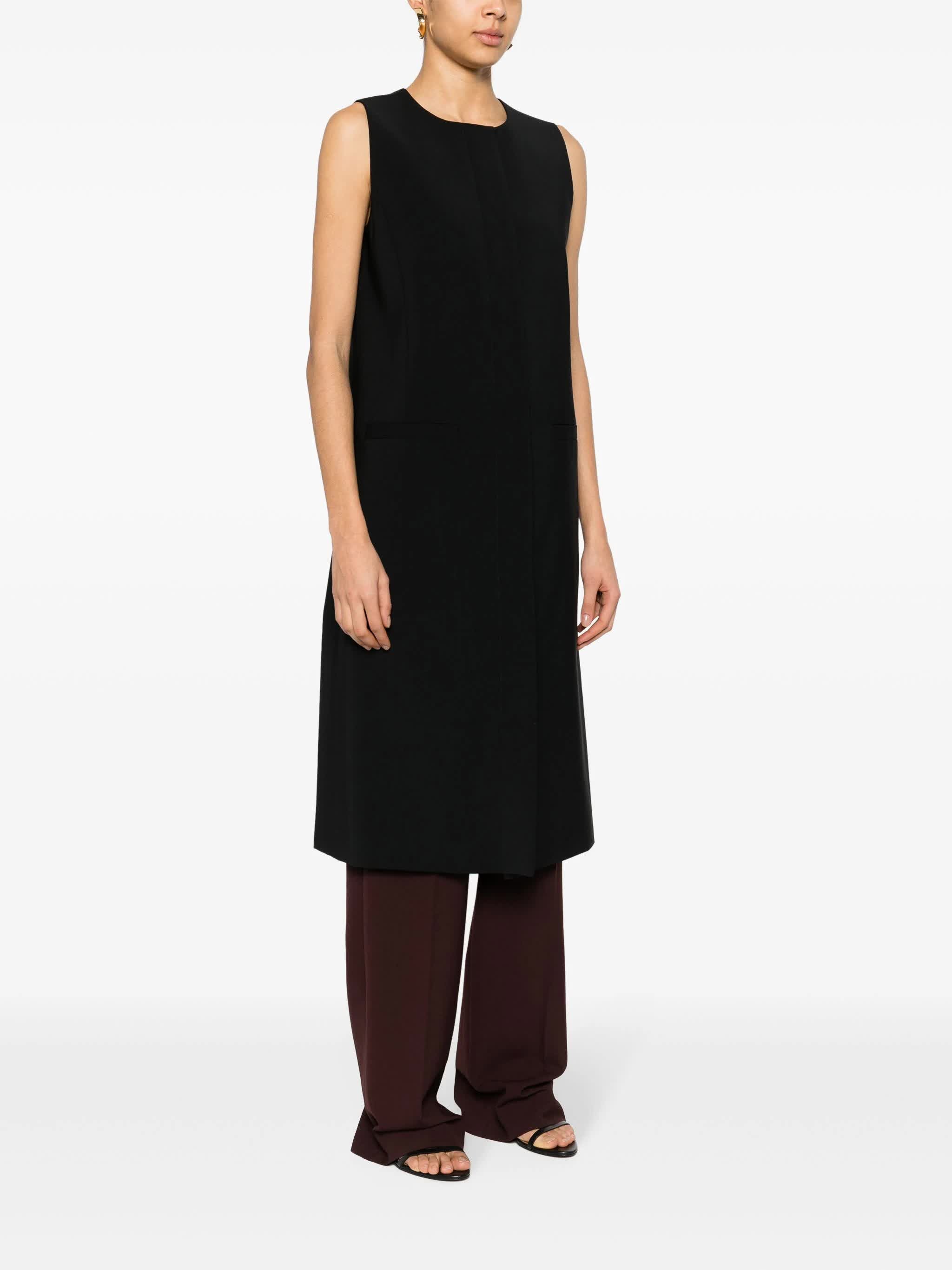 Black Gilet Sleeveless Long Wool Gilet