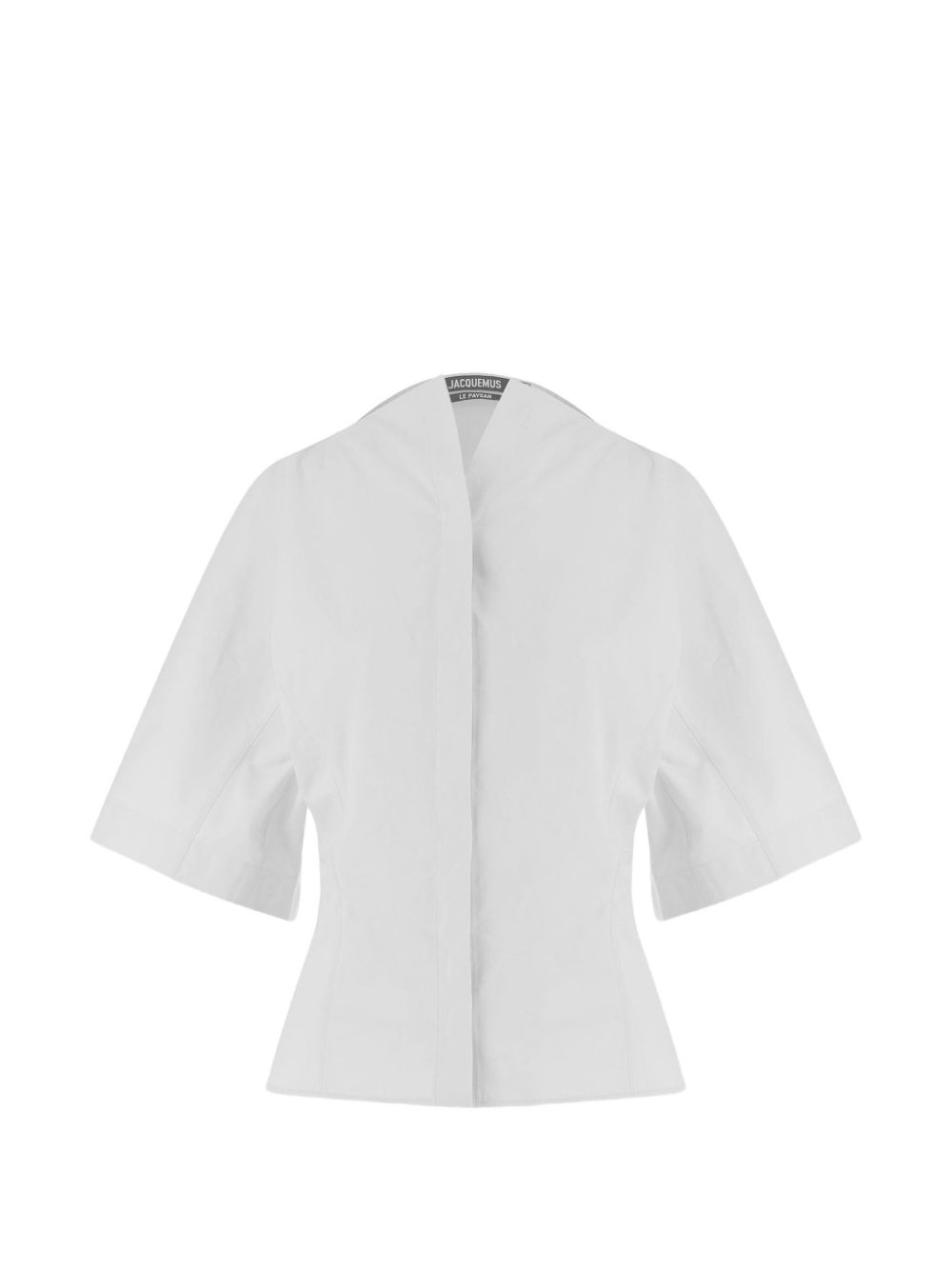 Structured White Top with Deep V-Neckline